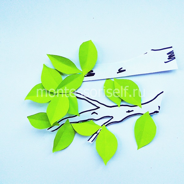Веточки и листья из бумаги